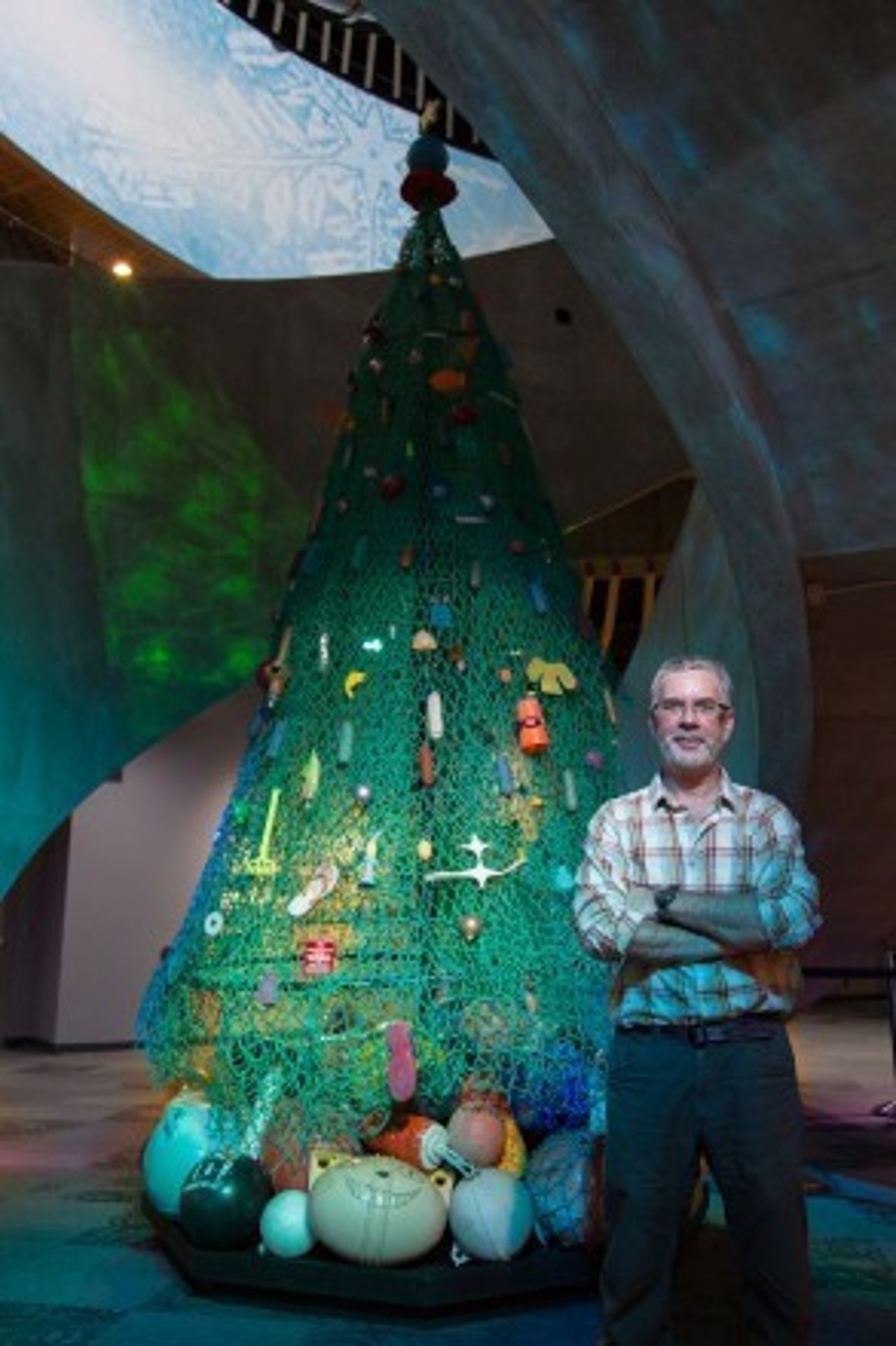 Christmas tree constructed from marine debris found along the West Canadian shoreline