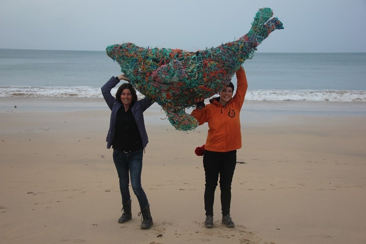 Seal artwork made out of ghost gear 