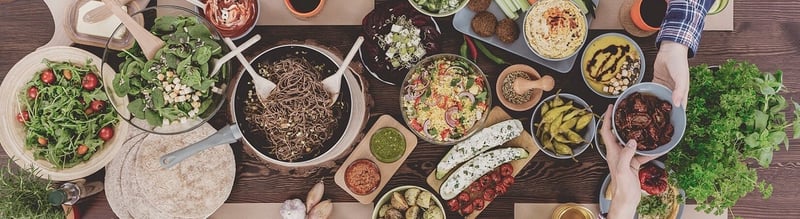 Dinner table with plan-based food